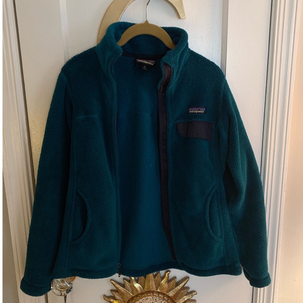 Teal Patagonia fleece jacket
